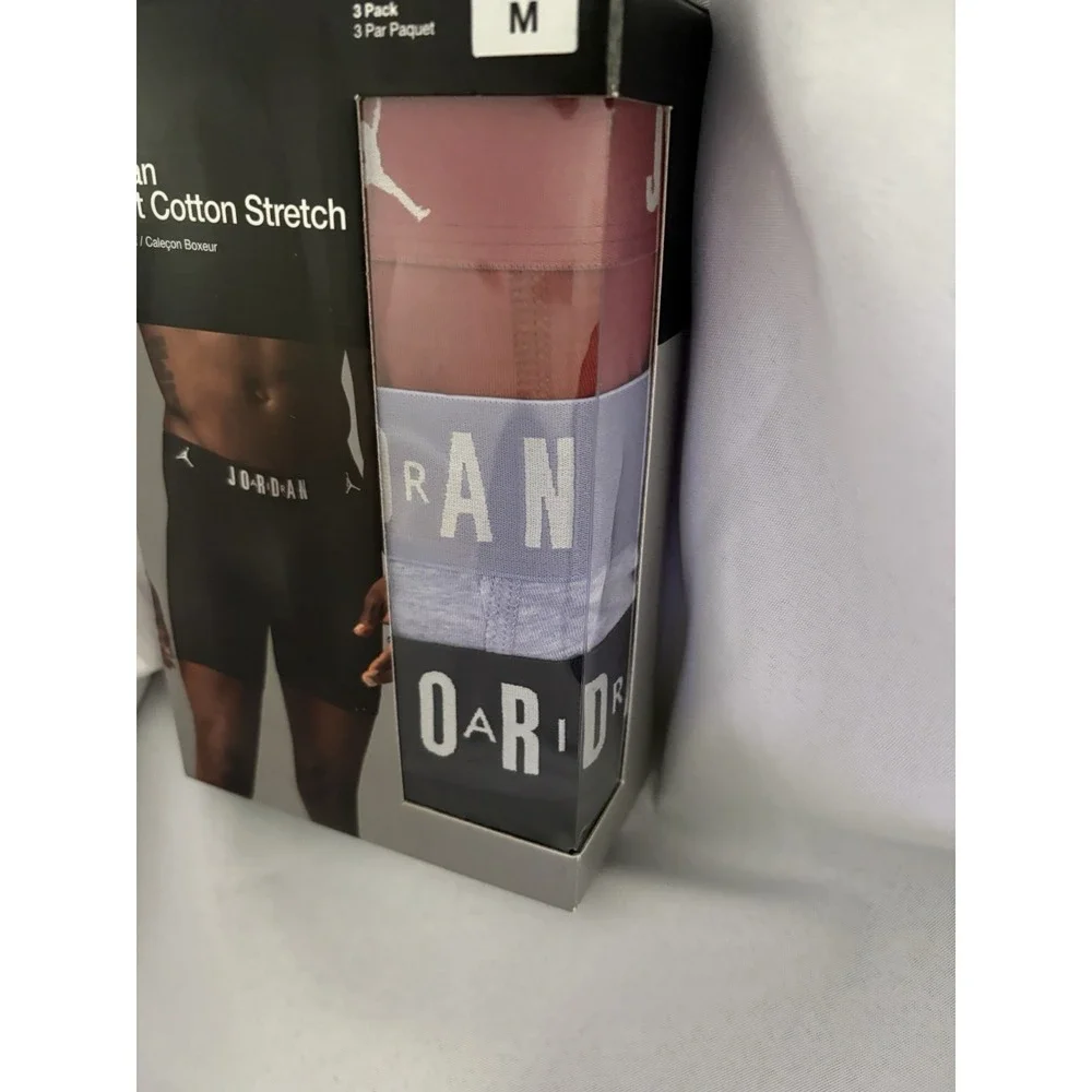 NEW Jordan Flight Cotton Stretch Boxer Briefs 3-Pack Multi Men Size Medium 32-34